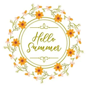 A cheerful vector illustration featuring a round frame adorned with daisies and Stock Illustration