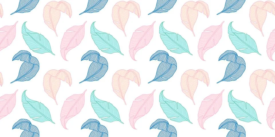 Cheerful vector seamless pattern with colorful feathers Stock Illustration