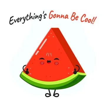 A cheerful watermelon slice with an optimistic message, perfect for summer fu Stock Illustration