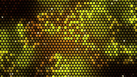 Cheerful yellow honeycomb pattern background with geometric shapes. Looped Stock Footage 280502277