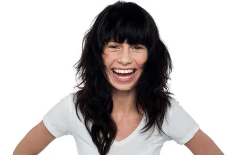Cheerful young model on white background Stock Photos