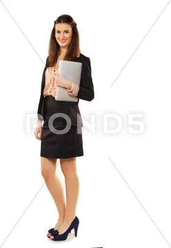Cheerful young professional with laptop Stock Photos