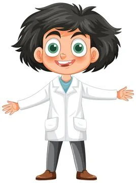 Cheerful Young Scientist in Lab Coat Stock Illustration
