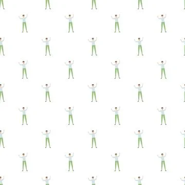 Cheering audience pattern with repeating happy people illustrations Stock Illustration