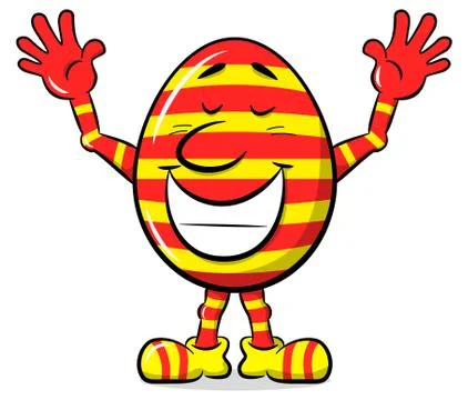 Cheering cartoon easter egg Stock Illustration