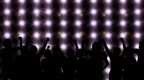 Cheering crowd of bright blue stage lights Stock Footage 57222747