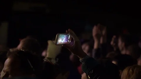 Cheering Crowd at Concert Stock Footage