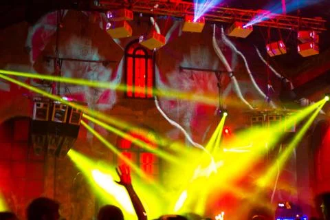 Cheering crowd at concert Stock Photos