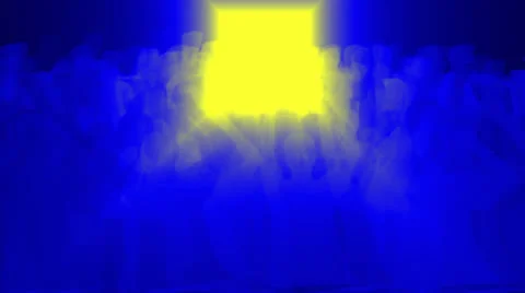 Cheering crowd face to yellow square light,revolution people &amp; pilgrims. 库存影片 25134562