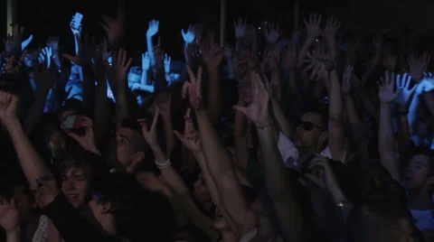 Cheering crowd putting their hands up Stock Footage 52606619
