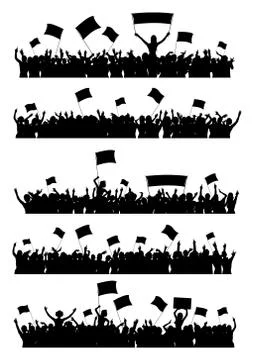 Cheering Crowd Set Stock Illustration
