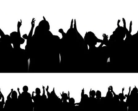 Cheering Crowd Silhouettes 1 Stock Footage 518435