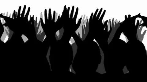 Cheering Crowd Silhouettes Stock Footage 22732412