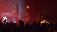 Cheering Fans Having Fun At Music Concert In Slow Motion Stock Footage