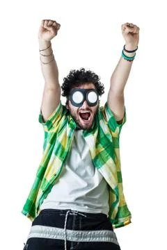 Cheering guy Stock Photos