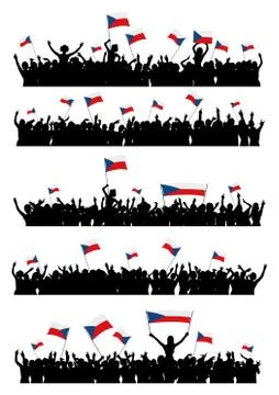 Cheering or Protesting Crowd Czech Stock Illustration