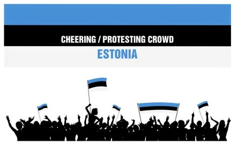 Cheering or Protesting Crowd Estonia Stock Illustration