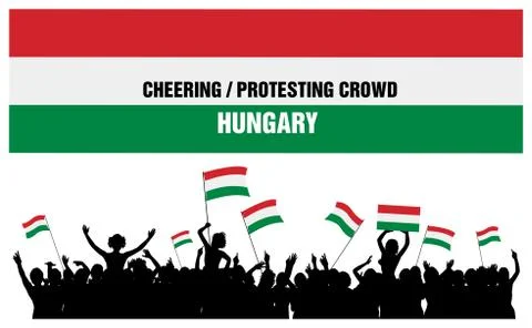 Cheering or Protesting Crowd Hungary Stock Illustration