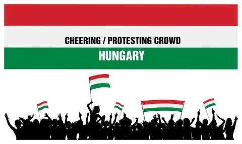 Cheering or Protesting Crowd Hungary Stock Illustration