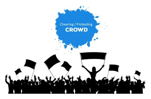 Cheering or Protesting Crowd Stock Illustration