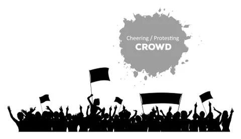 Cheering or Protesting Crowd Stock Illustration