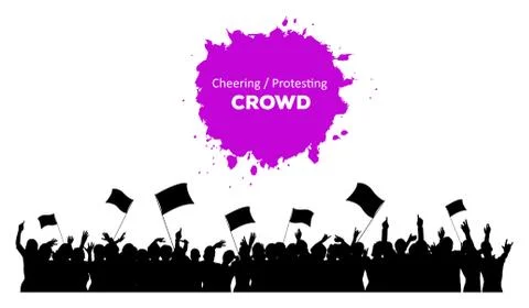Cheering or Protesting Crowd Stock Illustration