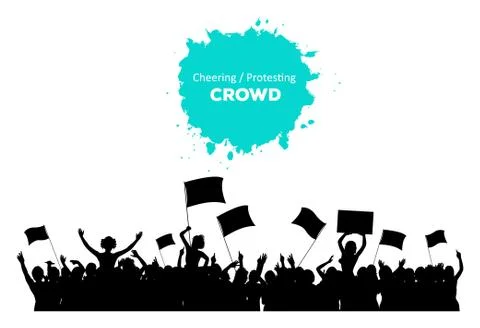 Cheering or Protesting Crowd Stock Illustration