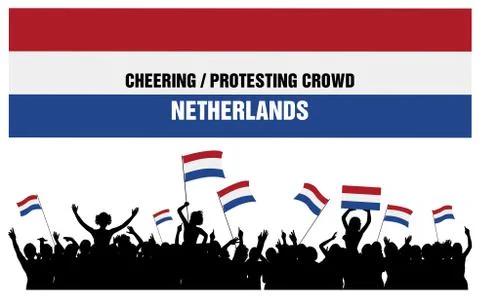 Cheering or Protesting Crowd Netherlands Stock Illustration