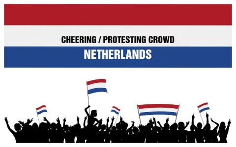 Cheering or Protesting Crowd Netherlands Stock Illustration