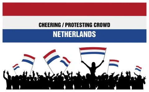 Cheering or Protesting Crowd Netherlands Stock Illustration