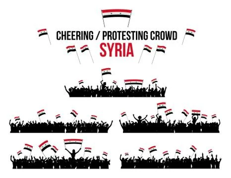 Cheering or Protesting Crowd Syria Stock Illustration