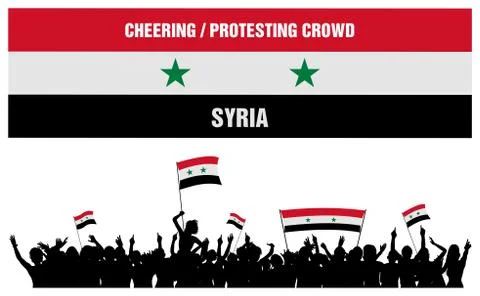 Cheering or Protesting Crowd Syria Stock Illustration