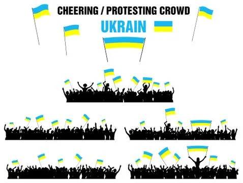 Cheering or Protesting Crowd Ukraine Stock Illustration