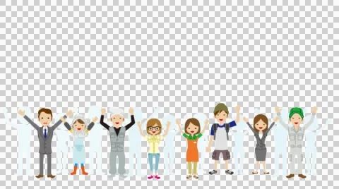 Cheering people in White background -full length + Alpha channel Stock Footage 52498839