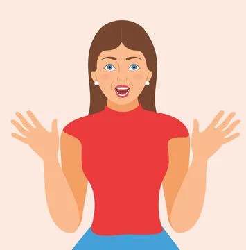 Cheering raising palms in supportive move, shouts loudly vector illustration Stock Illustration