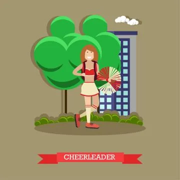 Cheerleader concept vector illustration in flat style Stock Illustration