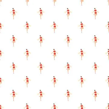 Cheerleader girl dancing seamless pattern on white background Stock Illustration
