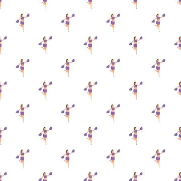 Cheerleader pattern with repeating girls cheering Stock Illustration