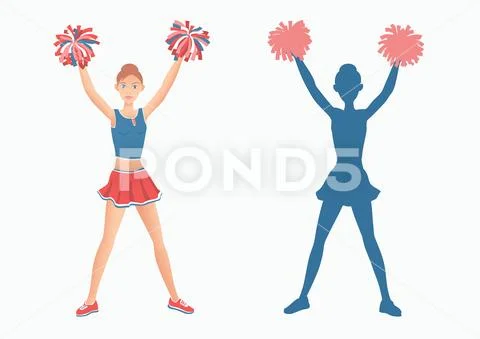 Set of girls cheerleaders with pompons vector illustration Stock