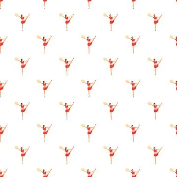 Cheerleader with pompom performing split dance seamless pattern Stock-Illustration