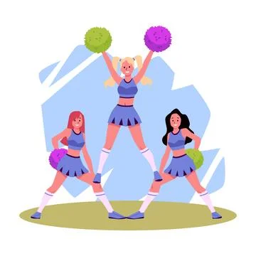 Cheerleader team lift performance vector Stock Illustration