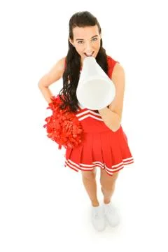 Cheerleader: yelling through a megaphone Stock Photos