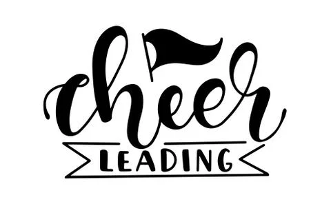 Cheerleading hand calligraphy with flag. Stock Illustration