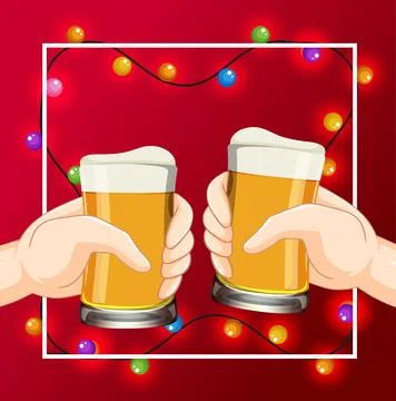 Cheers beer on red background Stock Illustration