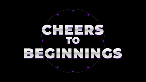 Cheers to beginnings text design on black background with graphic elem Stock Footage 344586122