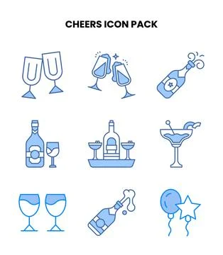 Cheers Blue Bundle Icons Pack Stock Illustration