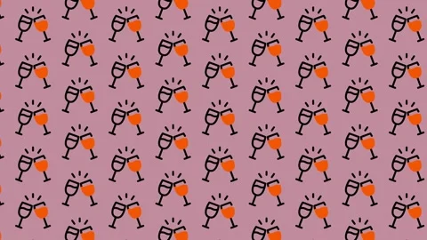 Cheers to Celebration - A Festive Pattern of Clinking Glasses. Stock Footage 325388684