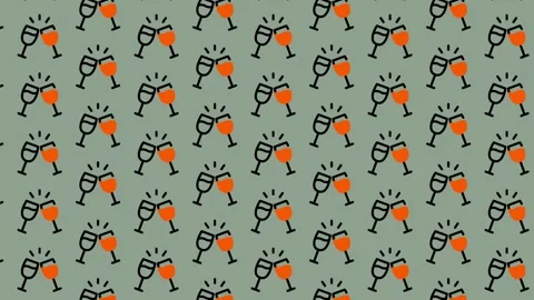 Cheers Celebration Pattern with Champagne Glasses. Stock Footage 325388656