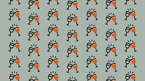 Cheers Celebration Pattern with Clinking Glasses. Stock-Footage 325388652