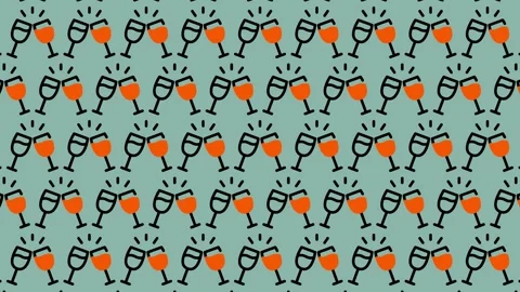 Cheers Celebration Pattern with Sparkling Glasses. Stock Footage 325388661